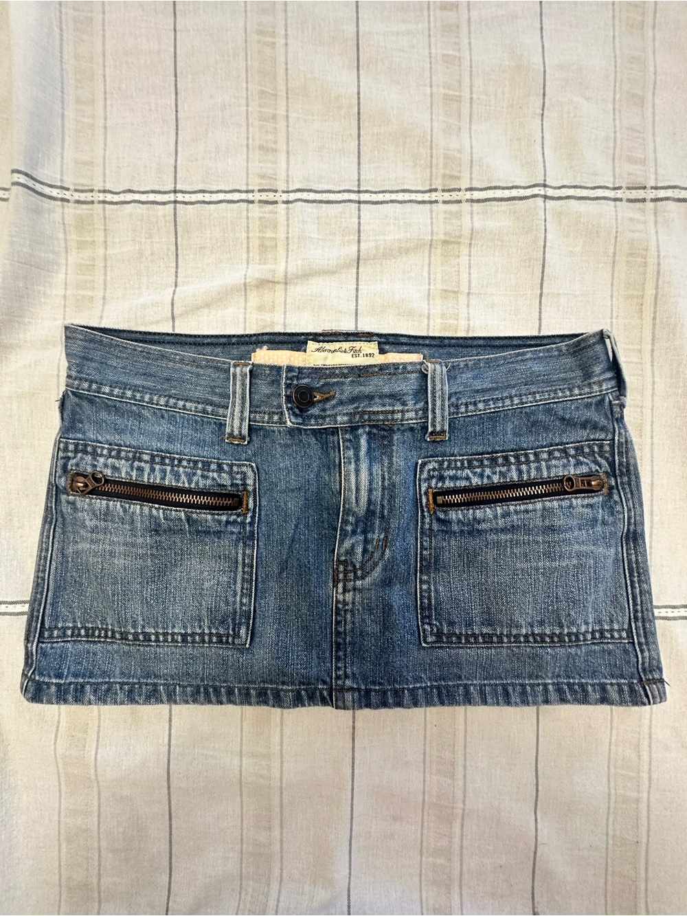 Abercrombie & Fitch Blue Denim Mini Skirt with Zip Pockets